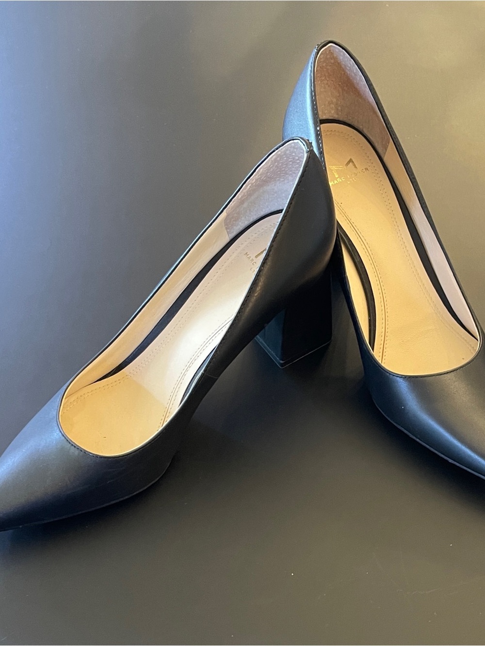 Marc Jacobs Black Leather Block Heel Pumps